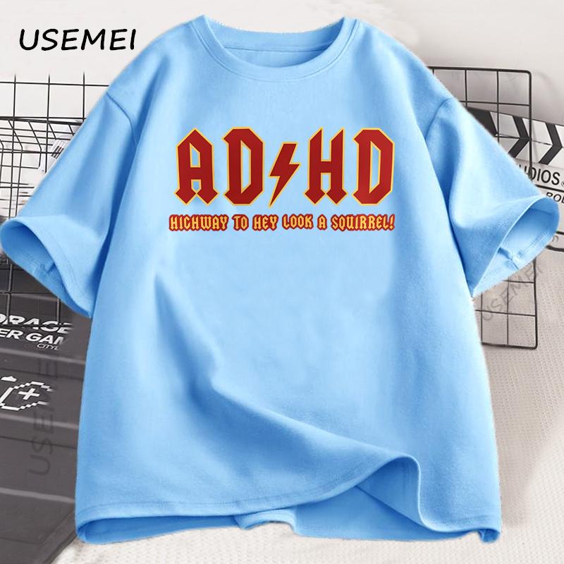 

Funny T Shirt ADHD Highway t-shirt heavy metal rock style printed tshirt cotton short sleeve round neck t shirt mens clothes 4XL