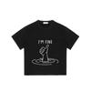 Black T Shirt I M Fine Thumbs Up In Water Print Casual Streetwear for Men and Women