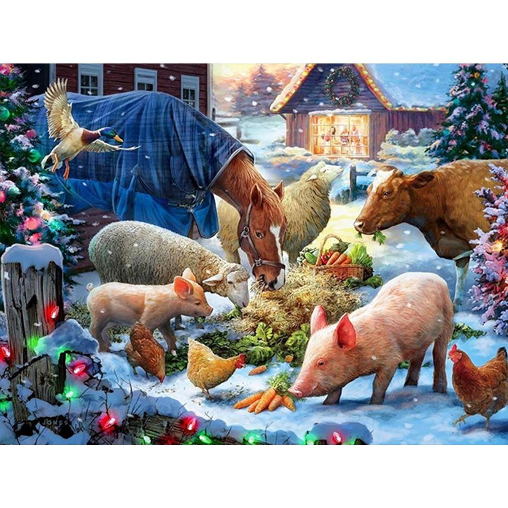 5D DIY Full Square Drill Partial AB Drill Diamond Painting Farm Kit 45x35cm