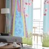 Woman Hanfu Flute Flowers Modern Printed Tulle Curtains for Bedroom Balcony Window Decor Creative Fashion Home Sheer Curtain