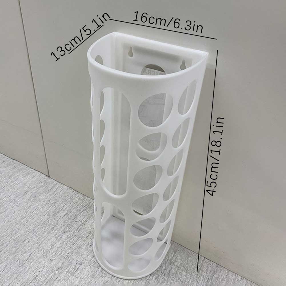 Wall-Mounted Storage Basket Multifunctional Grocery Storage Organiser Space Saving Large Capacity White Plastic Bag Dispenser