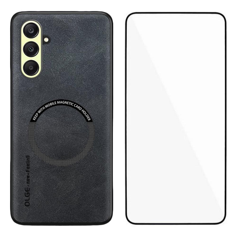 WANLONFENG YBP Series For Samsung Galaxy A26 5G Magnetic Case with Tempered Glass Film PU+TPU Phone Cover Large Cutout