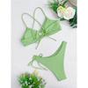 Pomarszczony krzyżowy tył bikini do średniej talii damski strój kąpielowy damskie stroje kąpielowe dwuczęściowy zestaw bikini kąpiący strój kąpielowy Swim Lady