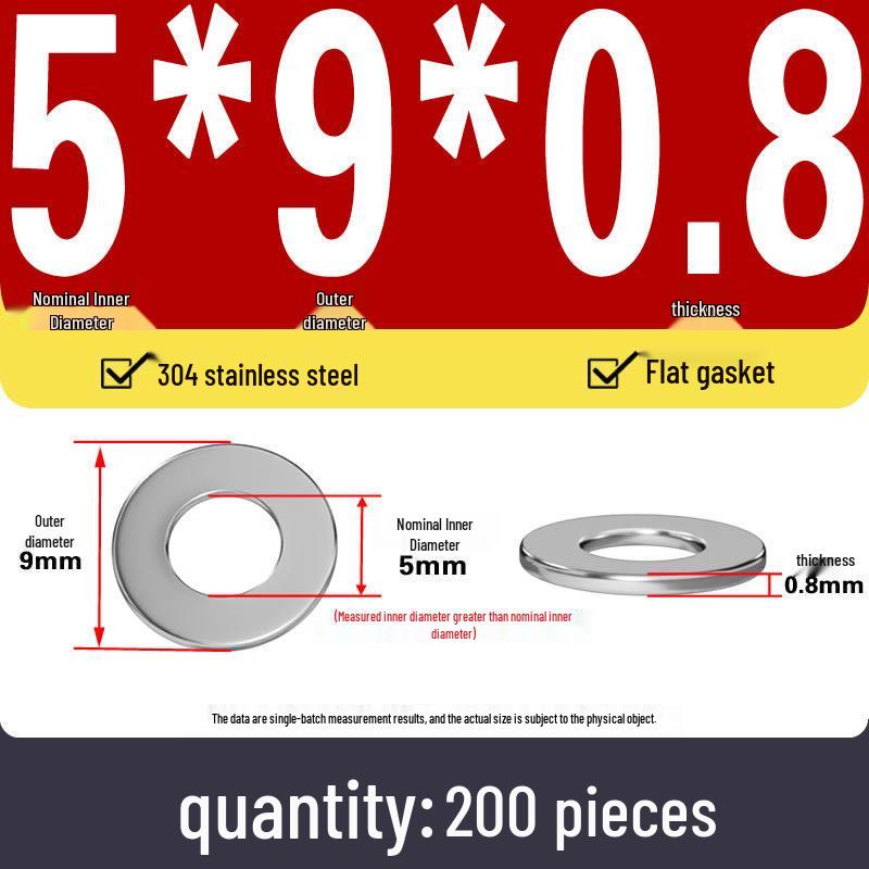 Plochá podložka z nerezové oceli 304 pro nastavení vůle hřídele (0,1/0,2/0,3 mm)