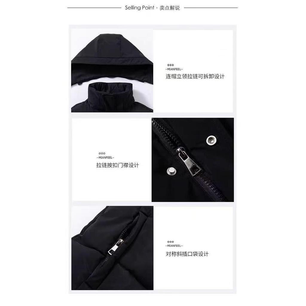 Chinese Opera Art Examination Black Simple Down Cotton Clothing Super Long Over Knee Large Size Male and Female Couples Thickened Jacket