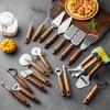 Acacia Wood Kitchen Gadget Set: Peeler, Can Opener, Egg Beater, Pizza Cutter, Cheese Shovel