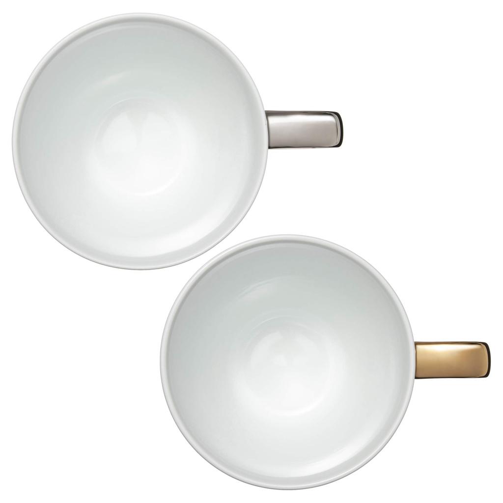 Noritake Pair of 295cc Mugs with Gold and Silver Fine Strains, Porcelain, P5355L/1605-6