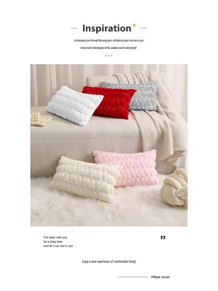 Snow Velvet Quilted 3D Heart Pillow Cover for Valentine's Day - Sofa or Bedroom Decor
