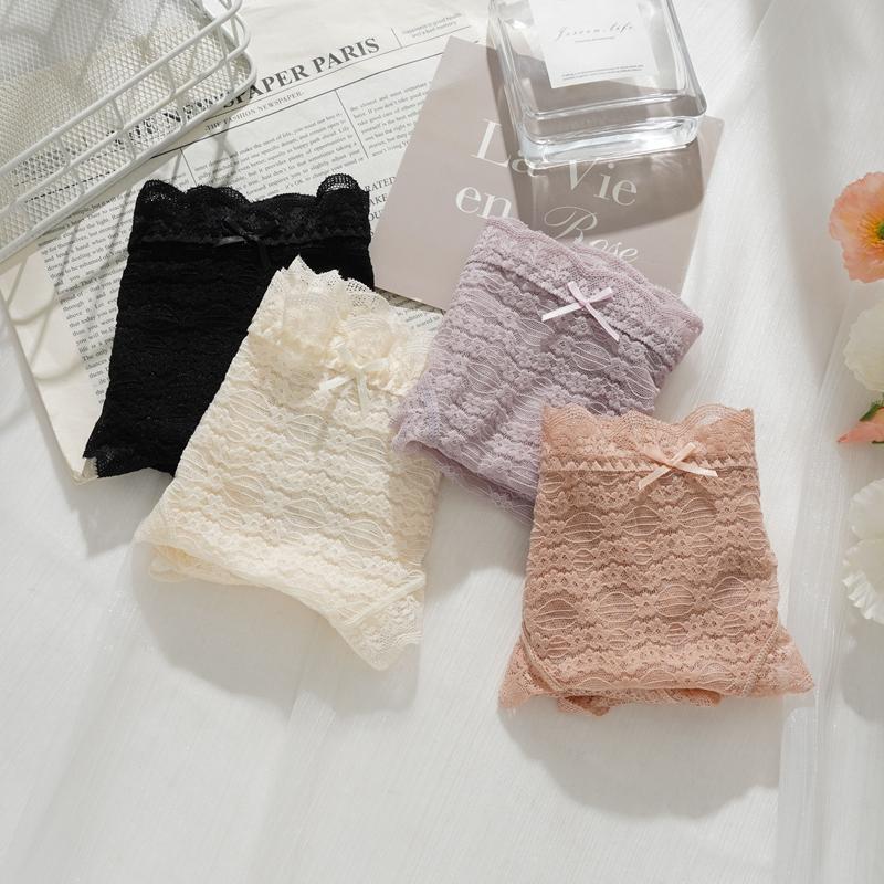 Women's Sexy Lace Briefs Hollow Out Transparent Panties Female Breathable Underpants