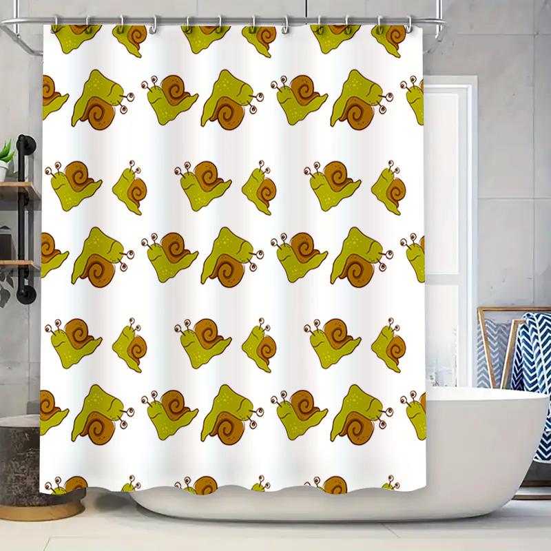 

Snail Pattern Bathroom Shower Curtain Waterproof Fabric For Kitchen Decorative Home Bath Towel Yellow Brown Snail Print. W60H190(CM)-1 Pcs
