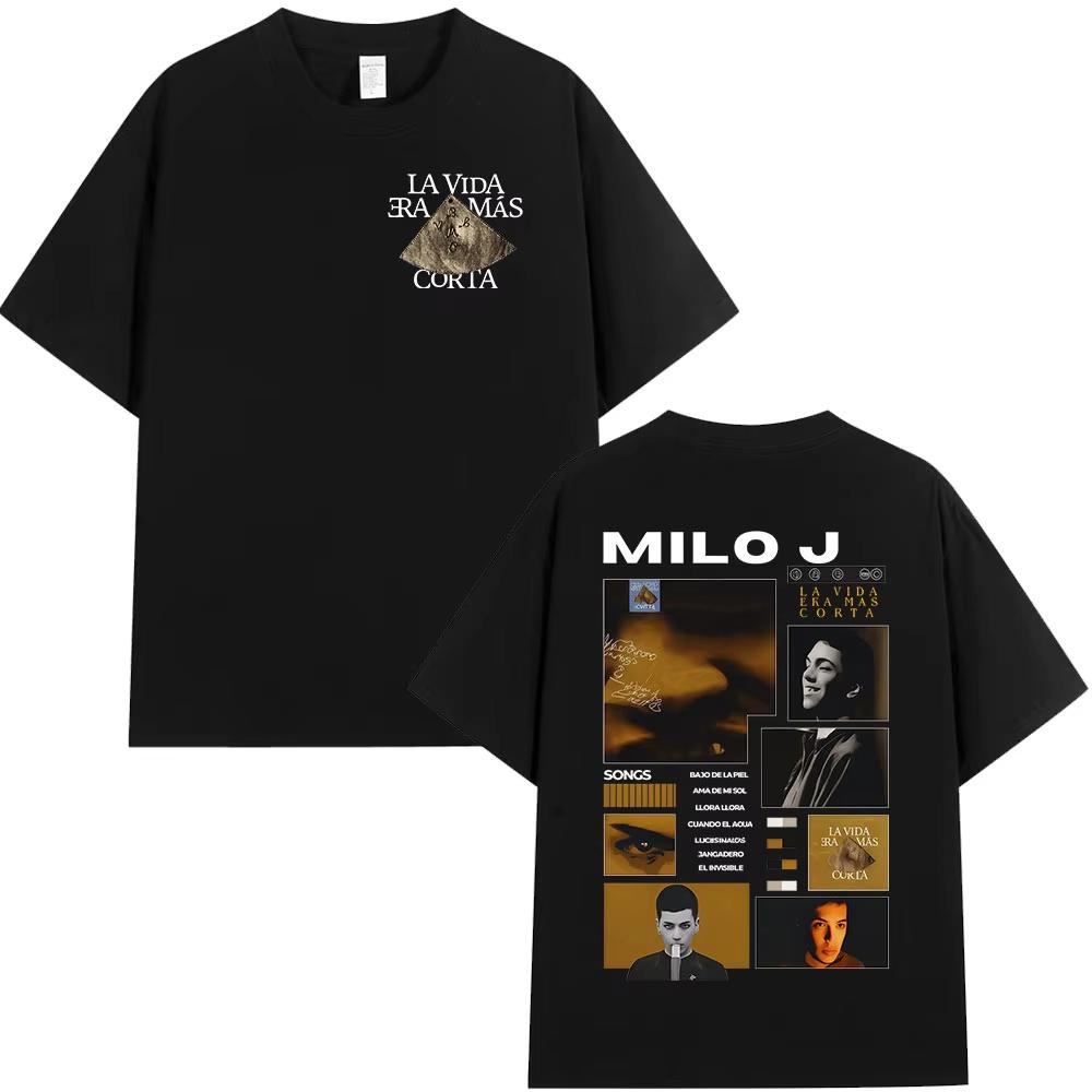 

Rapper Milo J La Vida Era Mas Corta Album T Shirts Men s Women Clothing Hip Hop T-shirts Cotton Short Slevee T-shirts Streetwear S разноцветный