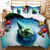 Christmas Duvet Cover Set Holiday Twin Bedding Set with Santa Print for Kids Teens Double Queen King Size Polyester Qulit Cover