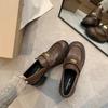 Cowhide Version~ The Same Amiu Gold Coin Thick-soled Thick-heeled Lazy Person Pedals Loafers Women's Small Leather Shoes
