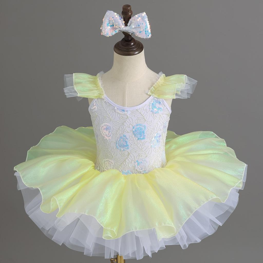 1. Juni Kindergarten Mädchen Ballett Kostüm - Flauschiger Gaze Rock mit Pailletten, Süßes Prinzessinnenkleid