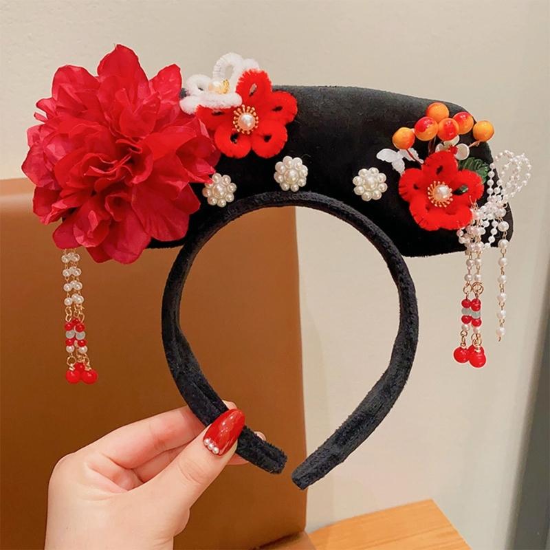 Chinese Princess Hairbands Traditional Headbands Princess Headpiece Costume Chinese Princess Qitou with Flower