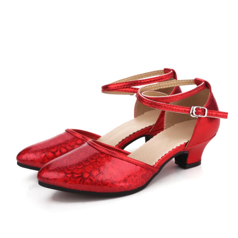 Women Girls Latin Ballroom Party Dance Shoes Tango Waltz Soft Sole Sandals Salsa Closed Toe Dance Shoes Heeled 5.5cm