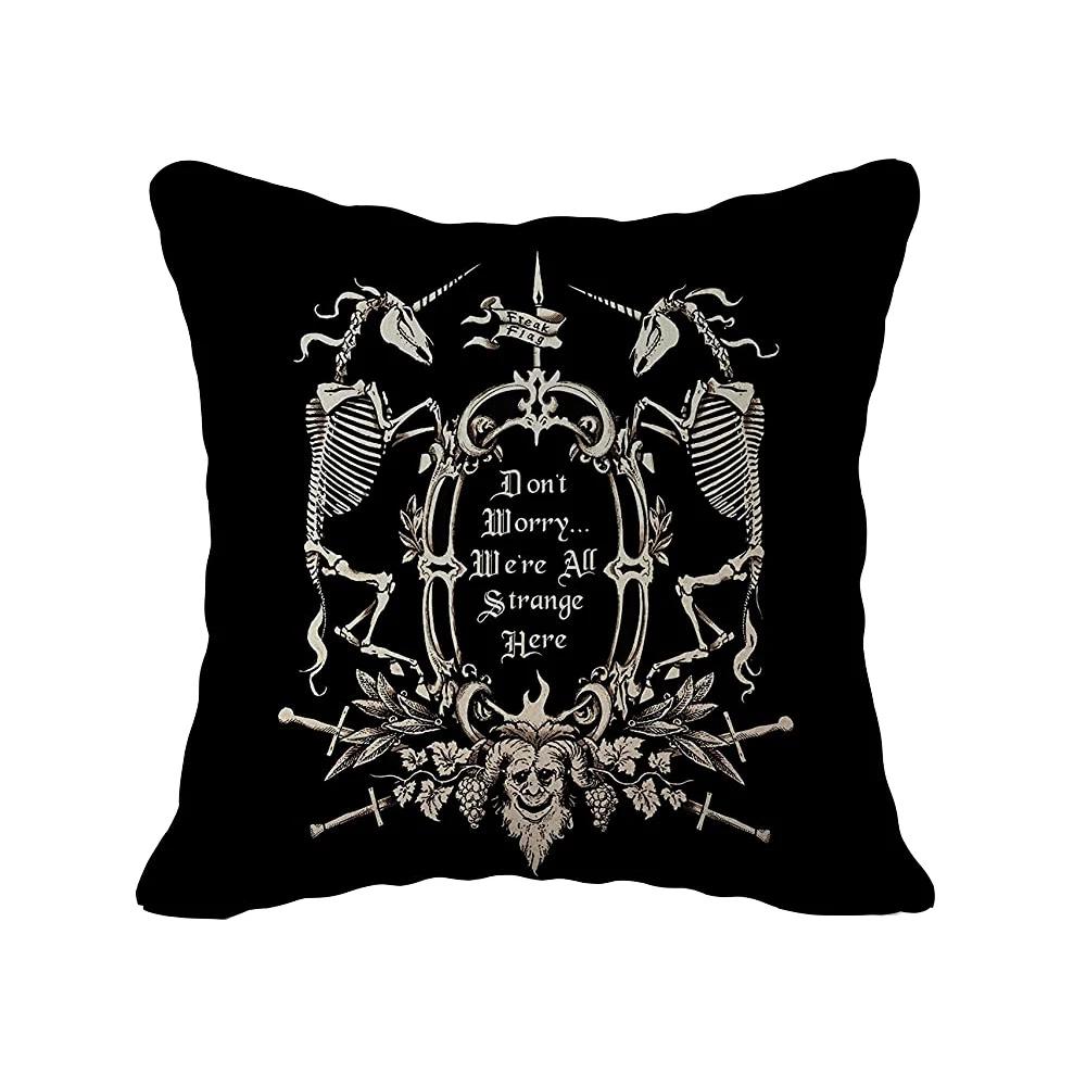 Horror Skeleton Art Print Pattern Cushion Cover Home Living Room Sofa Decoration Throw Pillow