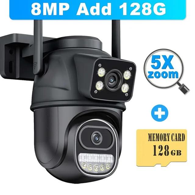 12MP 6K Wifi Surveillance Outdoor Three Lens 8X Zoom PTZ Security Motion Detection Smart CCTV Camera Icsee IP Cam