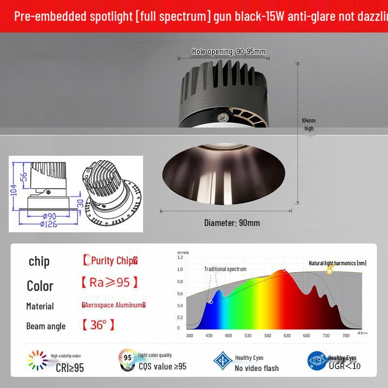 High CRI Frameless Anti-Glare COB Spotlight for Home & Hotel