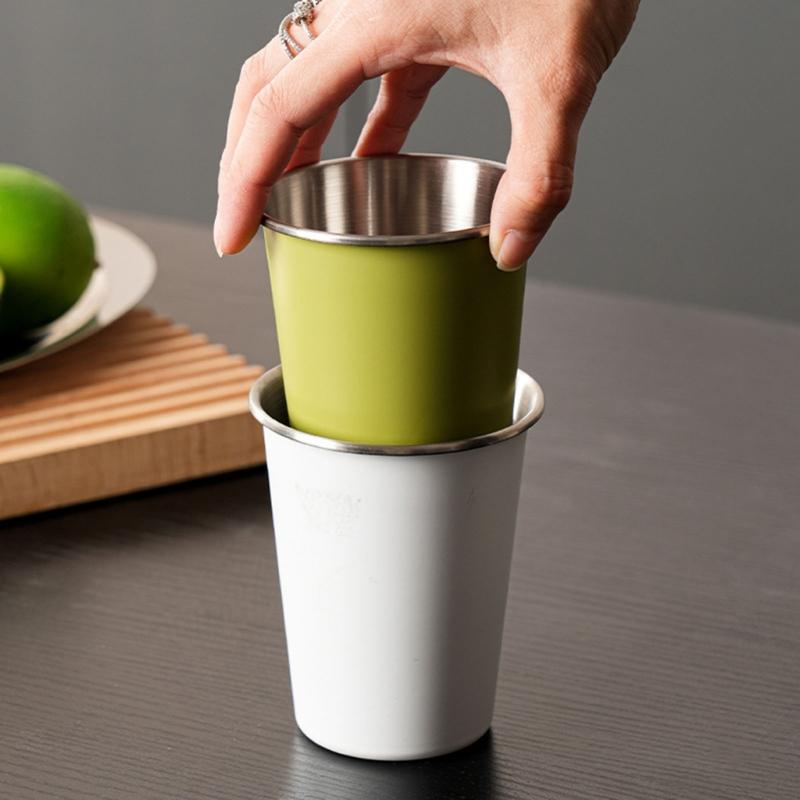 4pcs Stainless Steels Drinking Cups Outdoor Travel Cups 350ml Coffees Milk Beer Mug Stackable Camping Cup Enduring