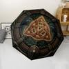 Celtic Symbolism Raven Pattern Umbrella, Portable and Foldable Design, 8 Ribs, a Casual Accessory for Halloween, Christmas, and Birthday Gifts.