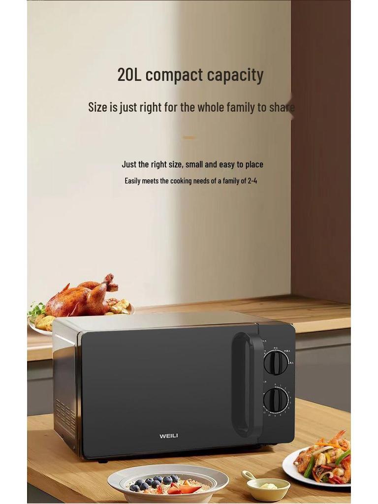 Household Microwave Oven with Turntable, Even Heating, Nutritional Defrosting, and Five Power Levels - Free Shipping