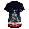 Women's Christmas Printed  Uniform Work Uniform V Neck Pocket Protective Uniform