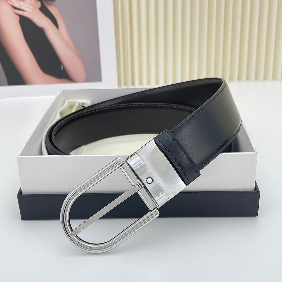 Premium Belt Men'S Pin Buckle Genuine Leather Belt Men'S Double-Sided Available Business Dress Casual Pants Belt