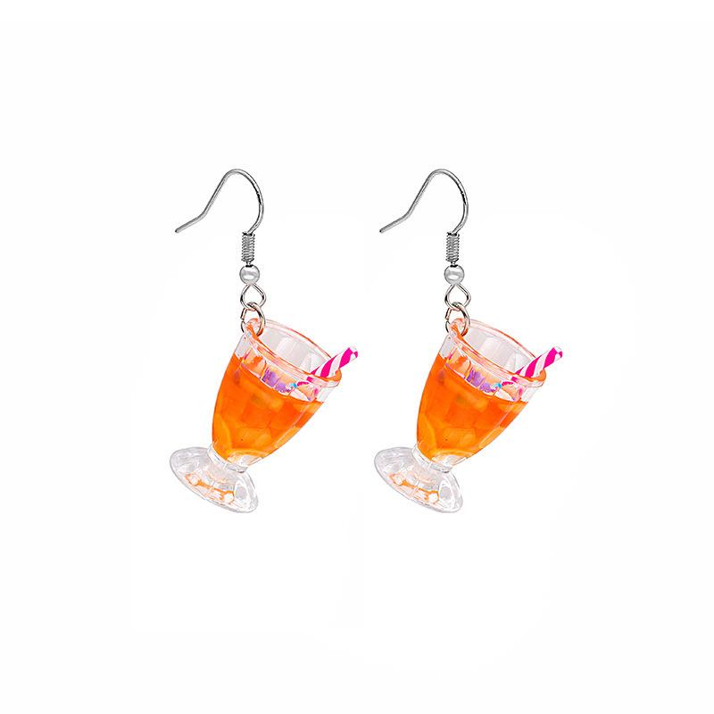 Cartoon Creative Handmade Milk Tea Cup Beverage Bottle Earrings, Funny Cute Mineral Water Bottle Earrings