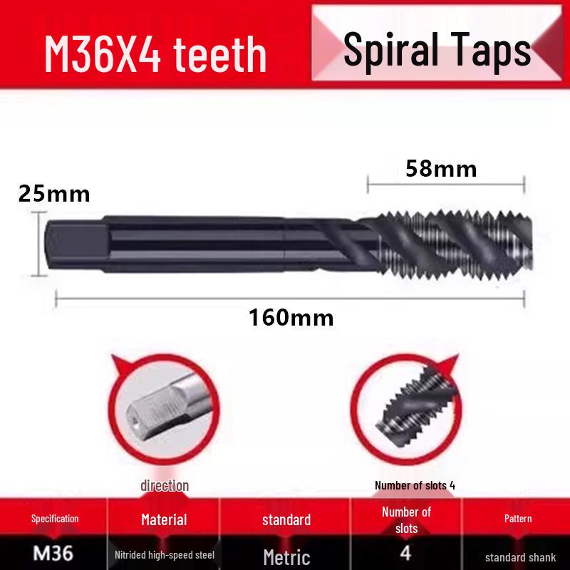 Cobalt Nitride Spiral Tap for Stainless Steel (Drill Bit: M4, M5, M6, M8, M10)