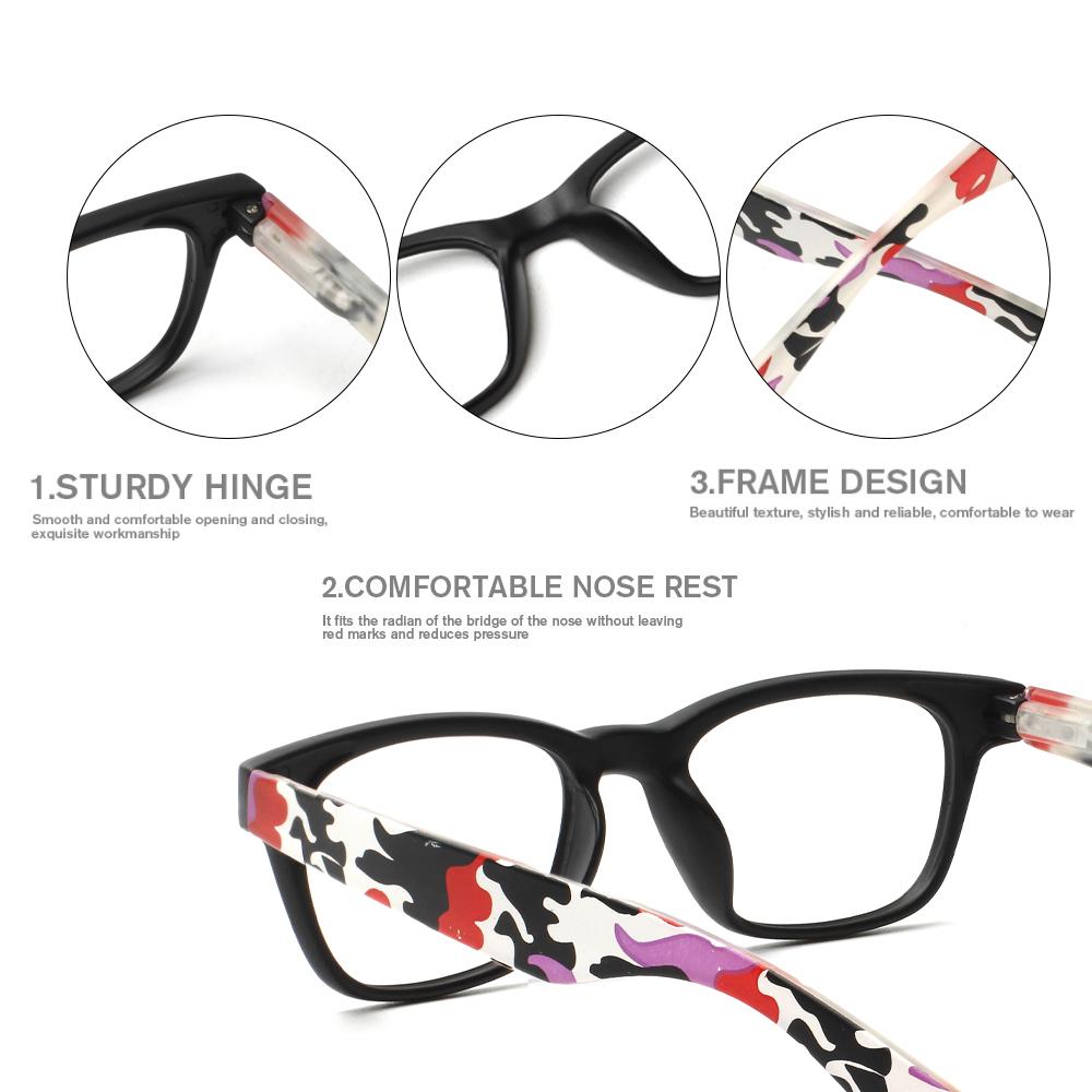 Turezing Reading GlassesMen And Women Blue Light Blocking Anti Fatihue Anti UV Camouflage Optical Lenses With Medical Recipe