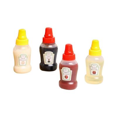 4 Pcs Mini Ketchup Bottles for Bento Box Accessories,25ml Mini Condiment Squeeze Bottle,Portable Honey Sauce Salad Dressing Dispenser Jar.