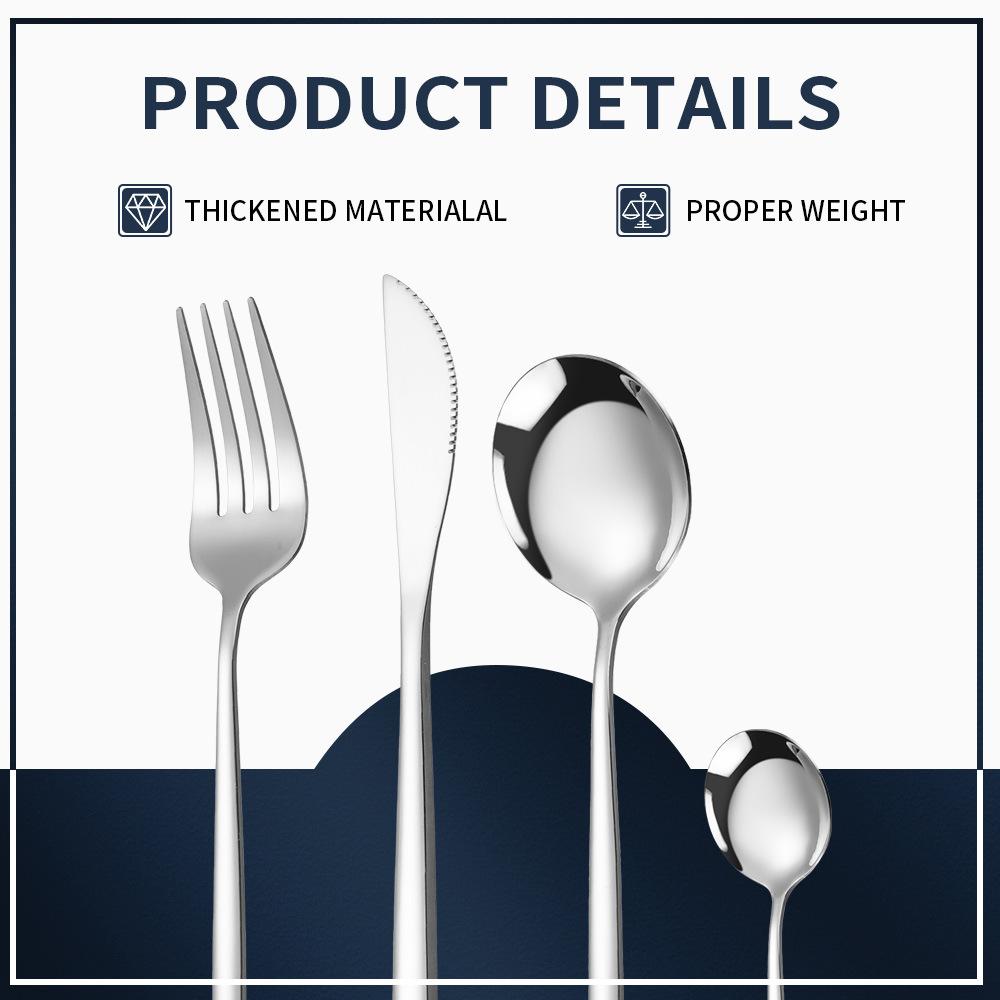 24pcs Stainless Steel Gold Cutlery Set Forks Knives Tea Spoons Dinnerware Tableware Dinner Supplies Kitchen Hotel Party Gift