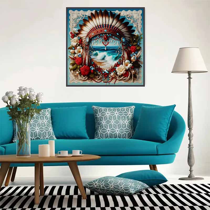 New Arrival 5D DIY Full Circle Diamond Painting "Ethnic Avatar Frame" Embroidery Cross Stitch Home Decor Gift