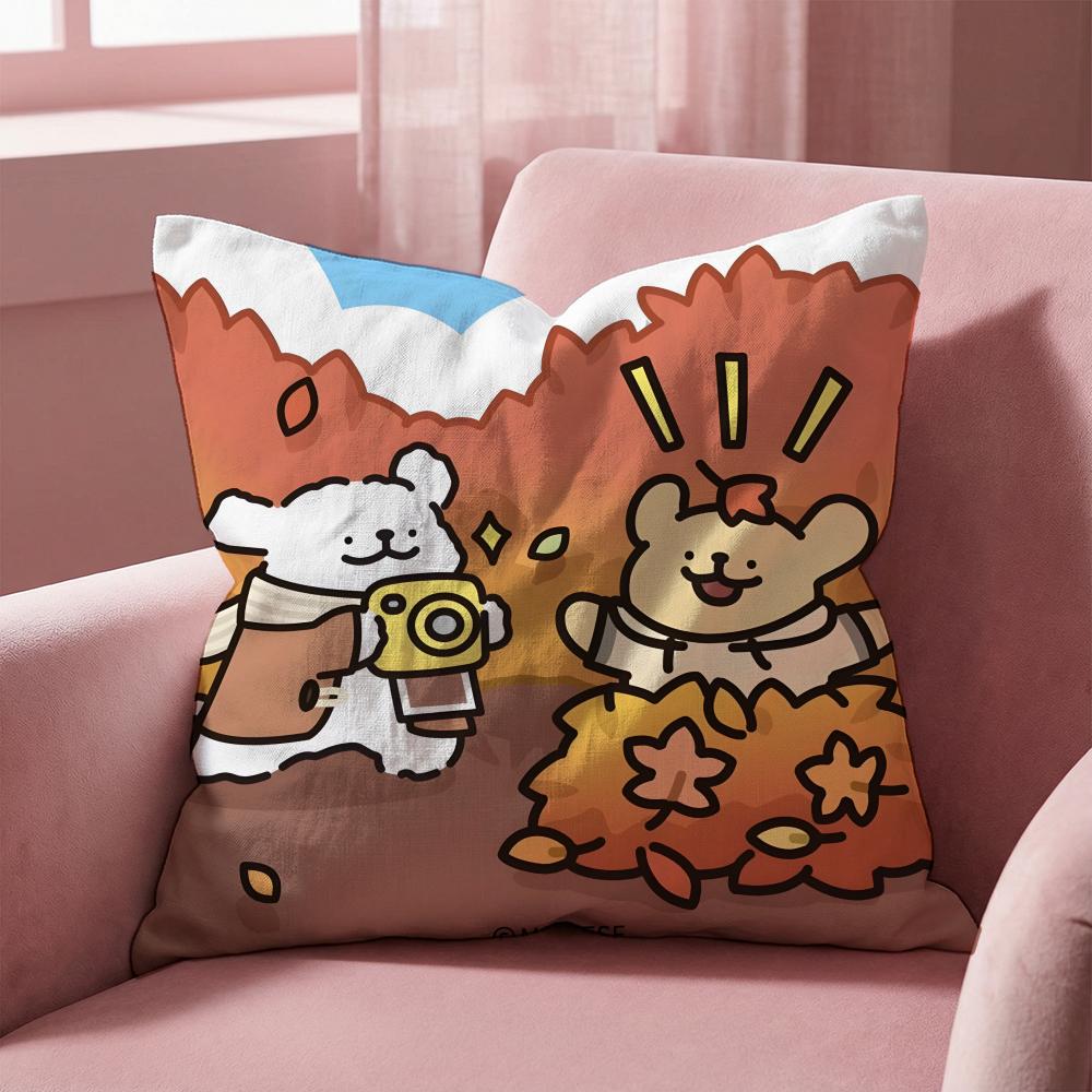 L-Line Puppy CARTOON Cushion Cover Multi-Scene Pillow Cover for Home & Car - Reversible, Soft & Durable for Daily Use