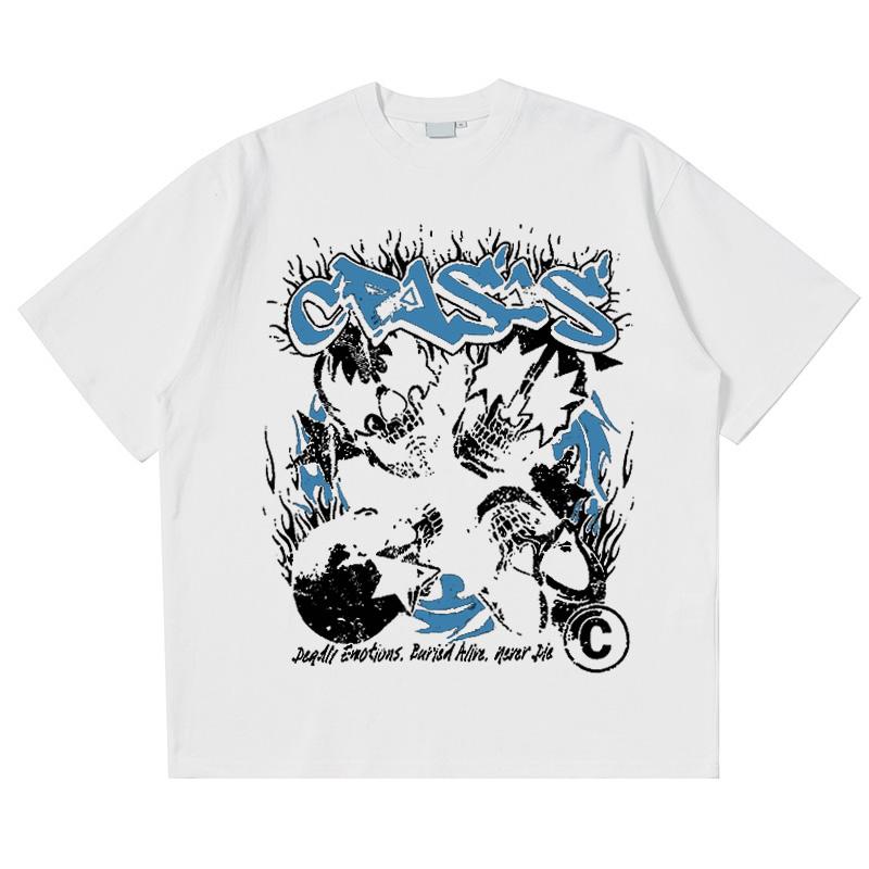 Gothic Unisexs Tshirt oversized cotton skull print Y2k top street Harajuku graphic Korean fashion shortsleeved aesthetic clothing