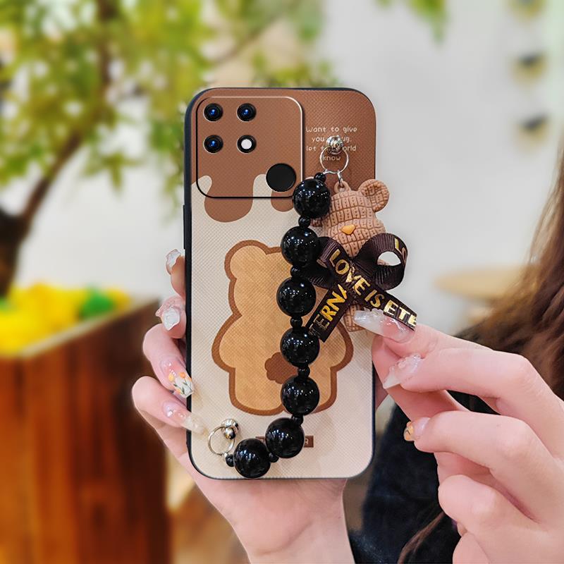 Anti-knock Cute Phone Case For OPPO Realme Narzo 50A Silicone Black Pearl Pendant Dirt-resistant Skin-friendly Feel