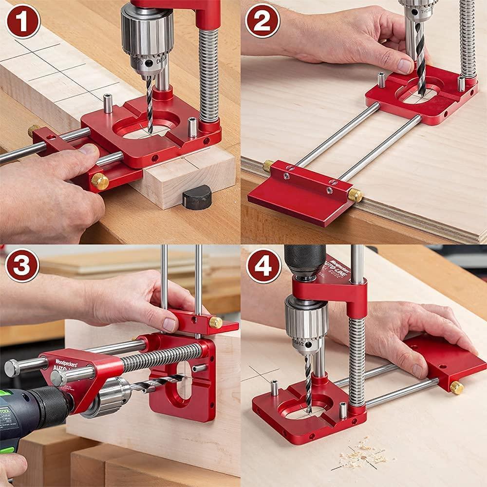 2022 New Woodworking Drill Locator Mini Bench Drill Press Adjustable Punch Locator Woodworking Drilling Locator Tool Kit