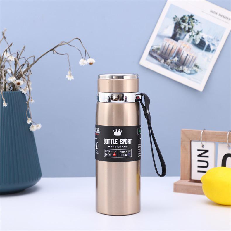 316 Stainless Steel Insulated Sports Water Bottle with Lanyard - Large Capacity