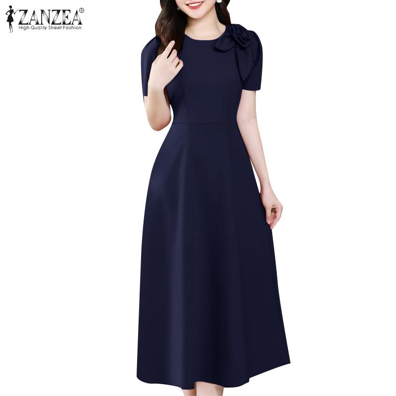 ZANZEA Women Casual 3D Flower Patchwork Summer Short Sleeve Dress