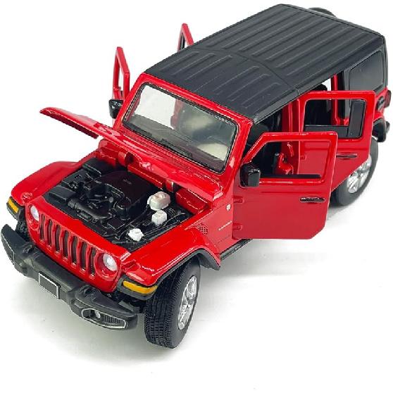 4 Door Wrangler Sahara Hard Top SUV Model Car Diecast Toy Cars 1/32 Scale Metal Vehicle Children's Die-cast Vehicles, Doors Open, Light Sound, Toys