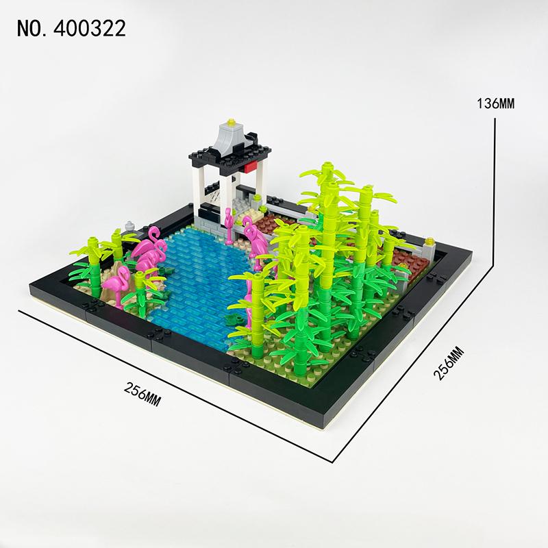 Creative Diy Series Park Wetland Flamingo Scene Accessories Building Blocks Bricks Toys Gifts