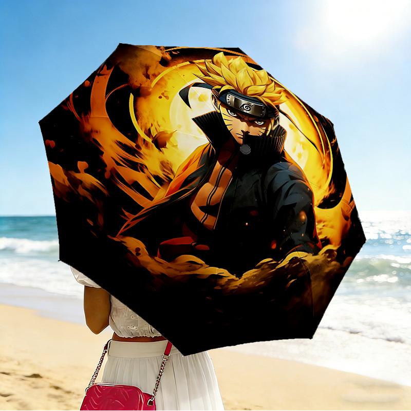 Naruto Power 8 Ribs 3Fold Black Glue Uv Protection Umbrella Sun Protection Rainproof Compact Folding Umbrella For Travel Daily Use C923521