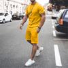 New Men's Summer Street Men's Short-sleeved Shorts Two-piece Men's Casual Sports Large Size Suit Men