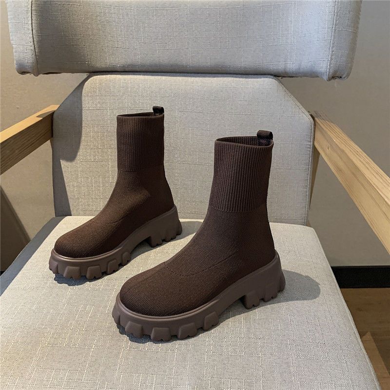 Size 35-43, large size women's shoes muffin platform Martin boots women's 41 elastic socks boots British style thin small short boots 42