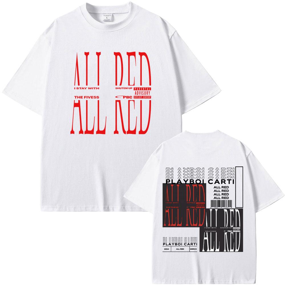 Rapper Playboi Carti Celé červené album Grafické tričko Opium 2024 Pop Out Whole Lotta Red Tričko Pánské Dámské Módní Hip Hop Trička