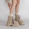 Solid color lace-up platform fashion retro fashion boots women's season new short boots Martin boots versatile boots