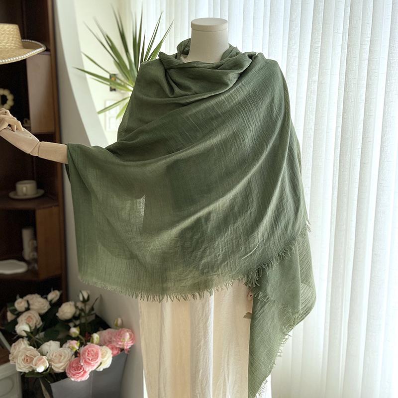 Women's Summer Sun Protection Scarf: Cotton & Linen, Japanese & Korean Style, Medium-Long, Lightweight Shawl