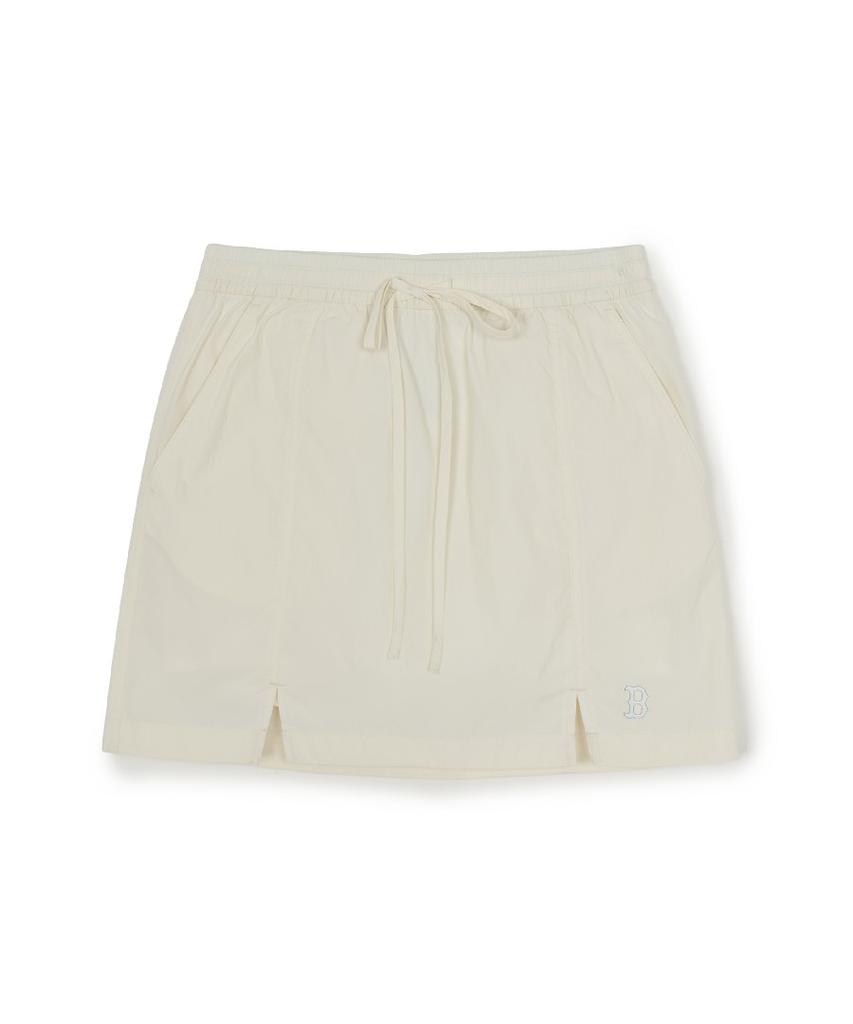 Emelbi Women'S Gorpcore Glossy Shirred Mini Skirt Bos (Cream)