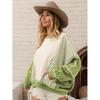 Women's Fleece Oversized Color Block Striped Sweatshirt Fall Vintage Warm Pacthwork Pullover with Pockets
